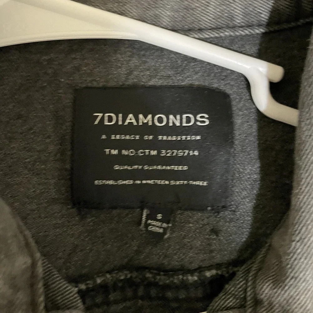 7‎ Diamonds Men's Mac Denim Jacket Trucker Charcoal Jean Size Small Button Front